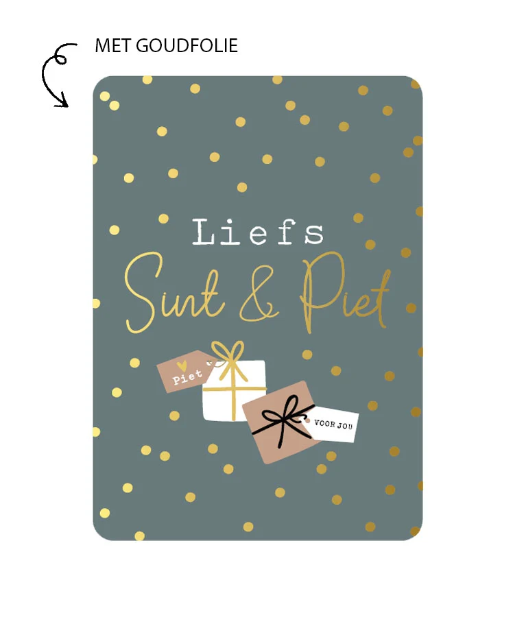 Kaart Met Goudfolie - Liefs Sint & Piet