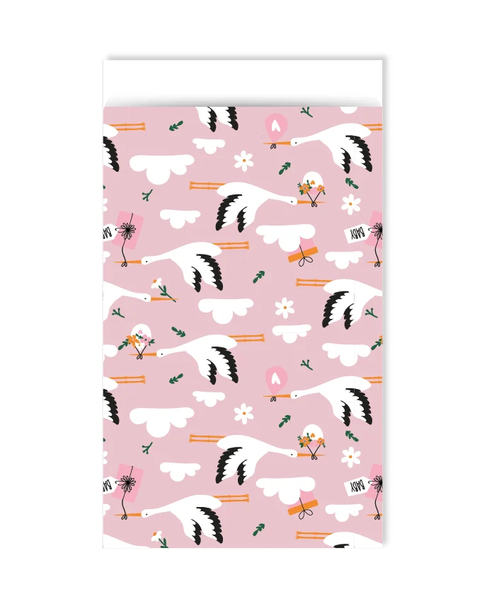 Cadeauzakjes M - Ooievaar pink