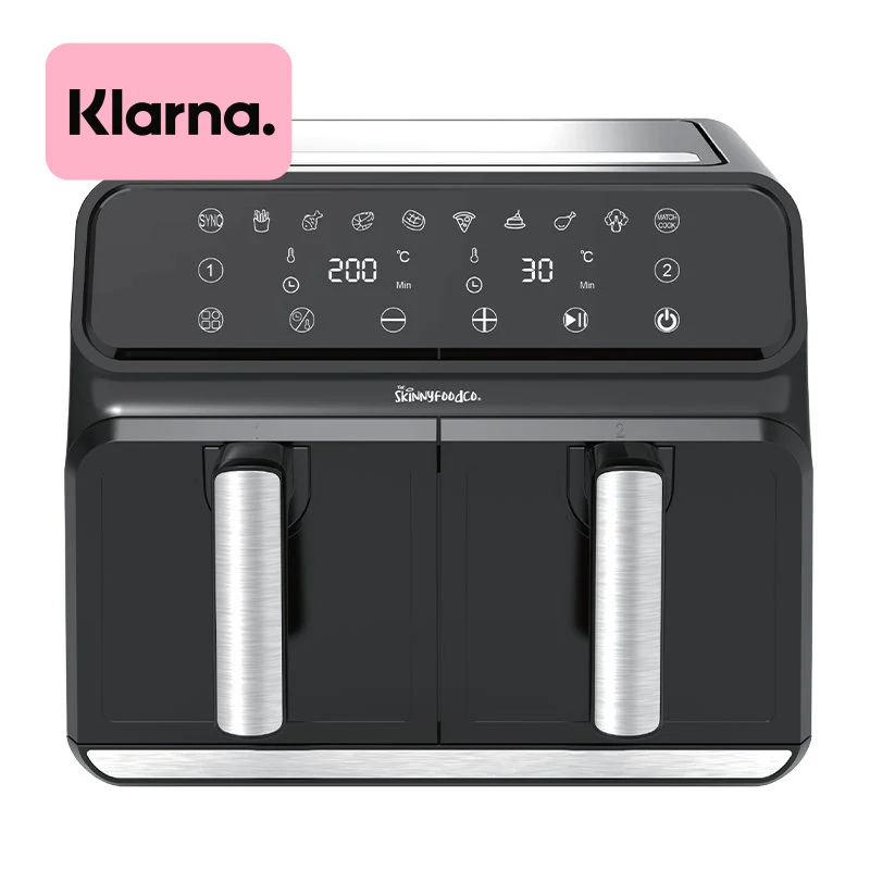 Skinny Food Co Zwarte Dual Zone Airfryer 8 Liter (Gratis Digitaal Airfryer Receptenboek) - Ninja Alternative
