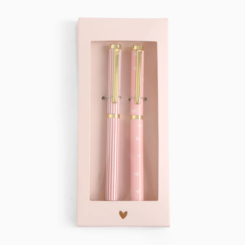 Pennenset - Roze Strepen & Hartjes