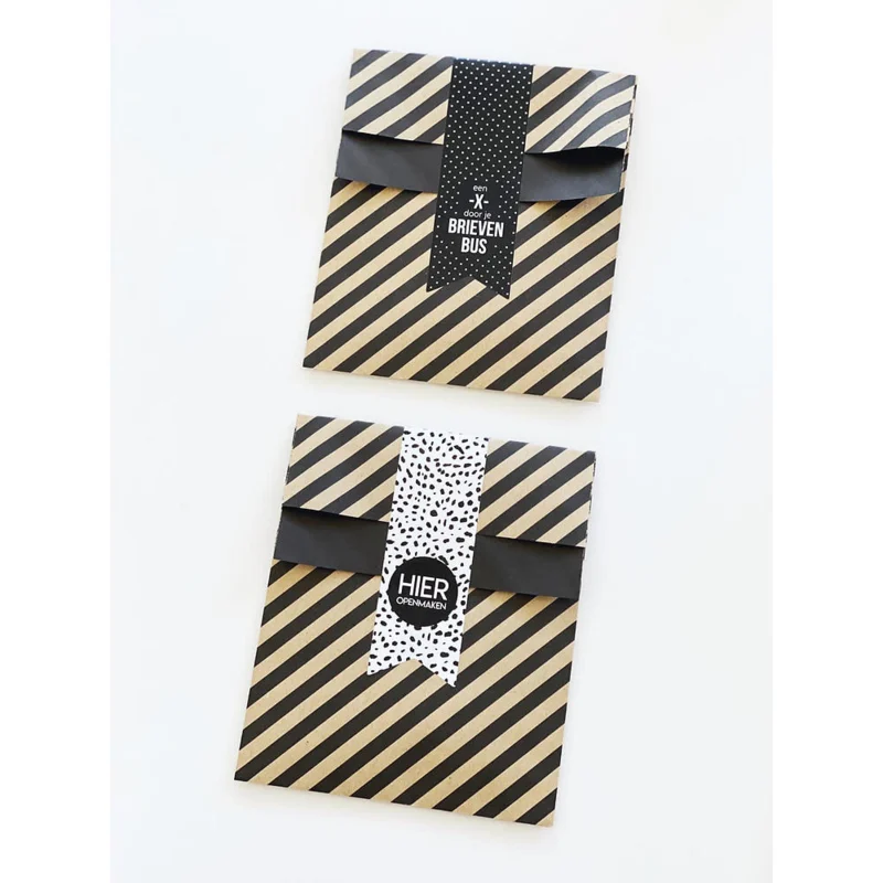 Cadeauzakje - Zwart - Streep