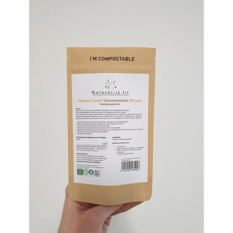 Natuurlijk.fit Vitamine C poeder calcium ascorbaat 200 gram