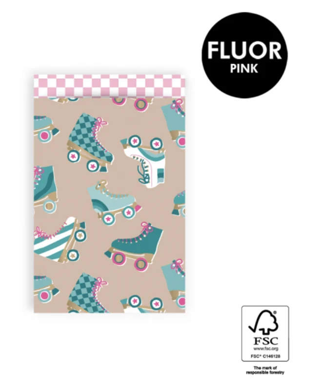 Cadeauzakjes M - Roller Skates Nude - Check Blush Pink