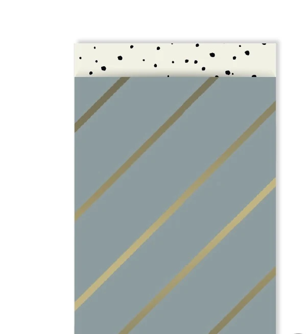 Cadeauzakjes M - Stripes - Grey gold