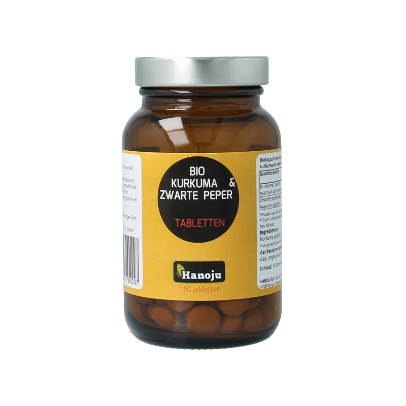 Hanoju Kurkumapoeder + piperine 500 mg bio 150 tabletten