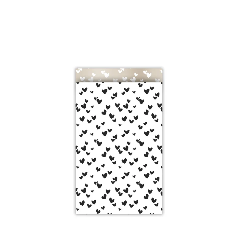 Cadeauzakjes M - Solo Hearts - Wit/Zwart