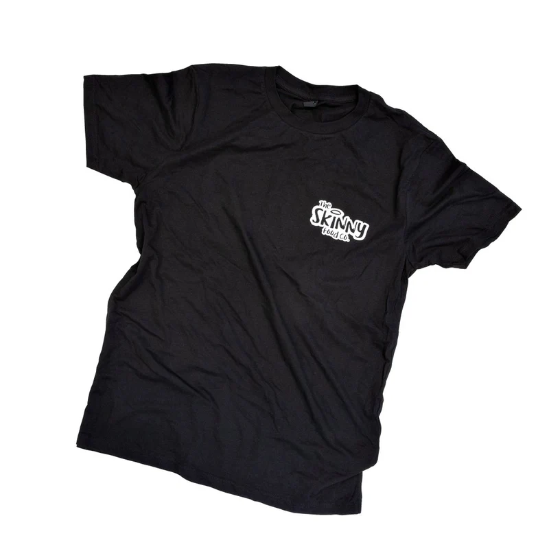 Het Skinny Food Co zwart veganistisch unisex T-shirt