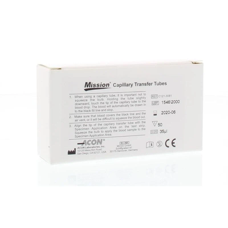 Mission Cholesterol capillary transfer tubes 50 stuks