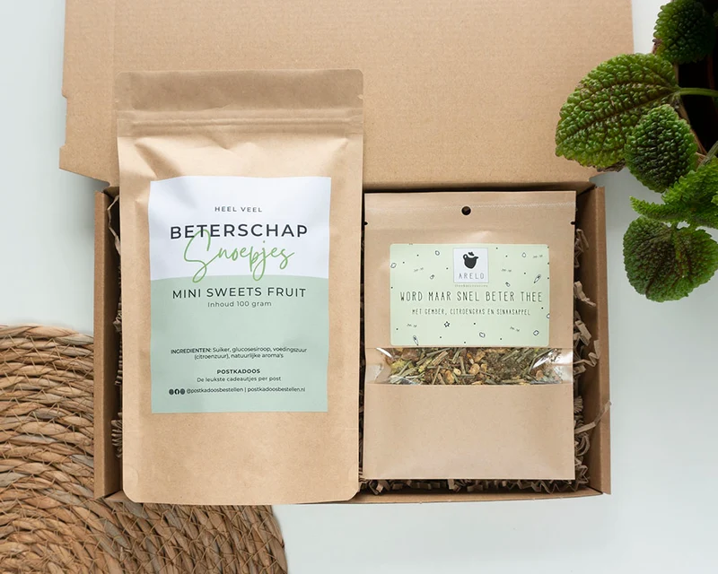 Brievenbuscadeau - Beterschap Cadeau - Thee & Snoep
