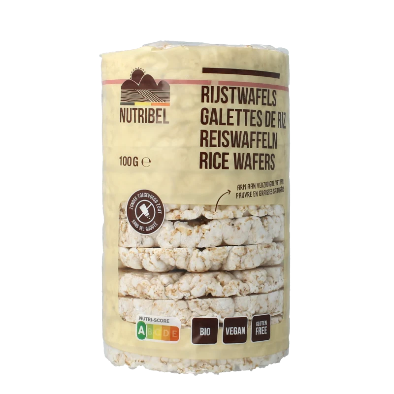 Nutribel Rijstwafels zonder zout glutenvrij bio 100 gram