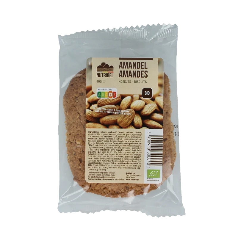Nutribel Spelt amandelkoek bio 40 gram
