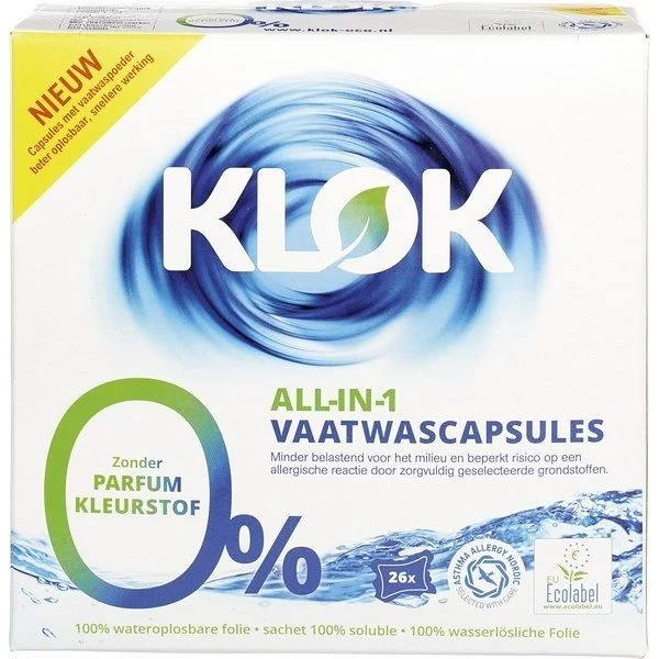 Klok ALLin1 Vaatwascapsules 26 stuks