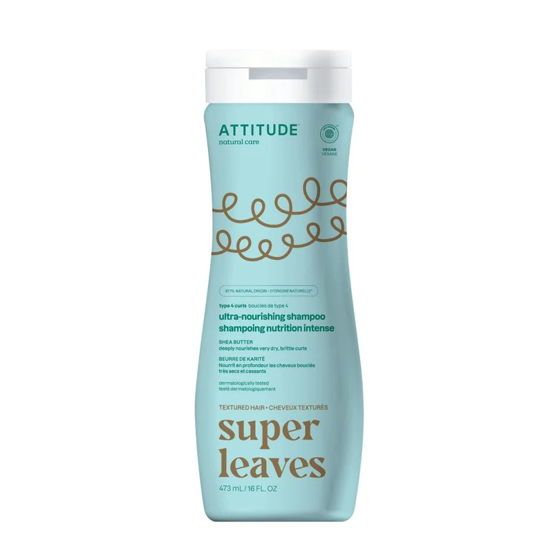 Attitude Super Leaves Shampoo Shea Butter Curl Ultra-Nourishing, Type 4 Curls 473 ml