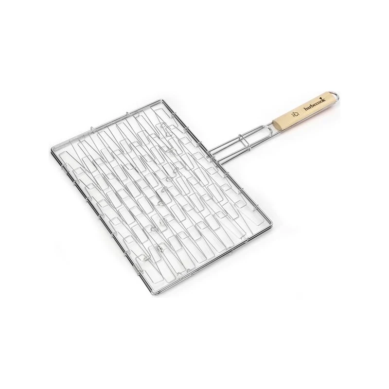 Barbecook elastische grill uit chroom en hout 40x28cm