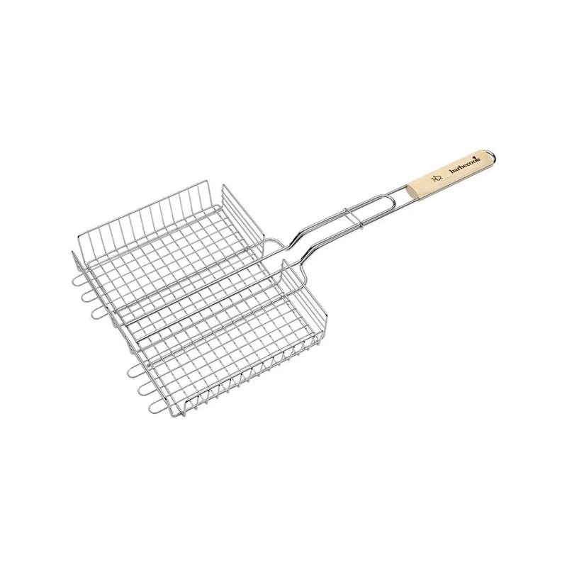 Barbecook dubbel rooster uit chroom en hout 31.5x25x5cm