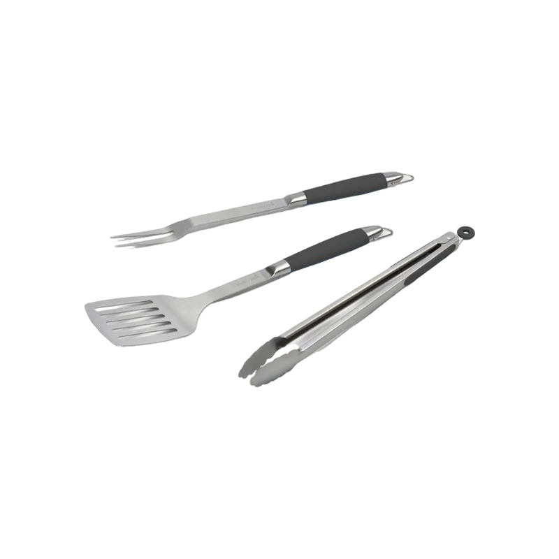 Barbecook Black Pepper set van spatel, vork en tang rvs zwart 43cm