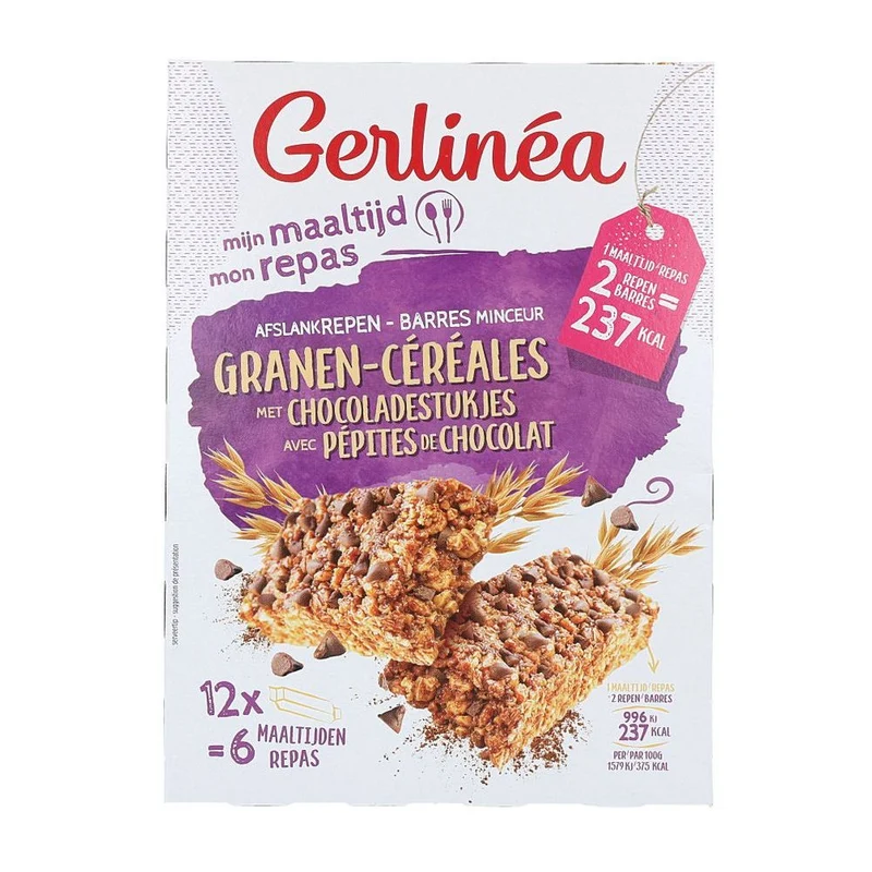 Gerlinéa Mijn Maaltijd Afslankrepen Granen Met Chocoladestukjes 12 stuks