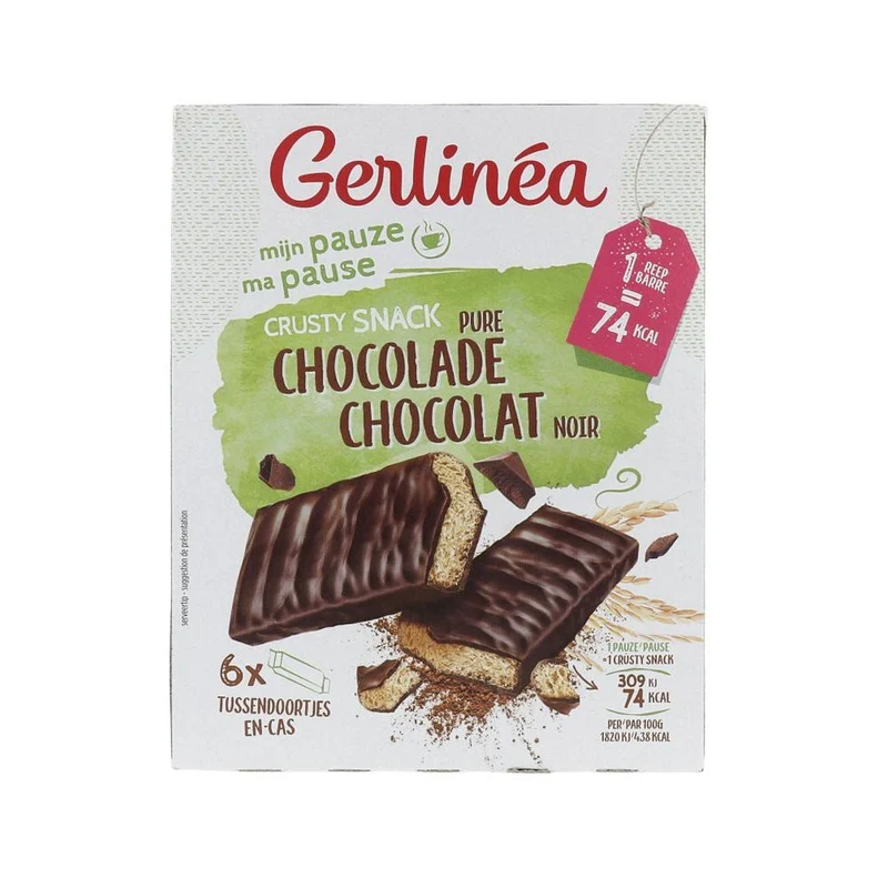 Gerlinéa Mijn Pauze Crusty Snack Pure Chocolade 6 stuks