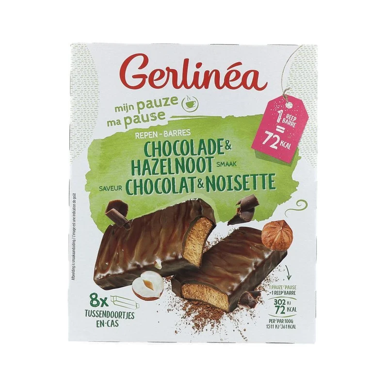 Gerlinéa Mijn Pauze Repen Chocolade & Hazelnoot Smaak 8 stuks