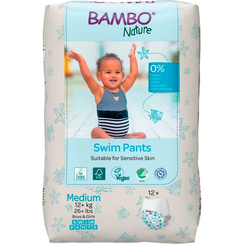 Bambo Nature Zwemluierbroekjes Medium 12+kg 12 stuks