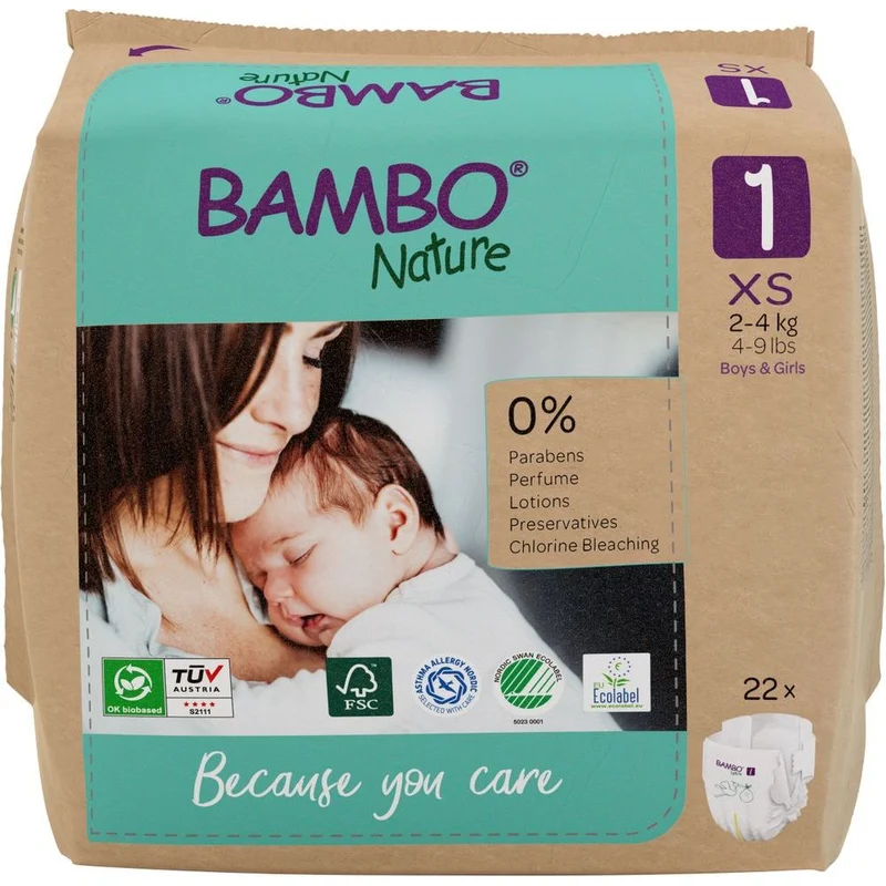 Bambo Nature Luier 1 XS 2-4 KG 22 st