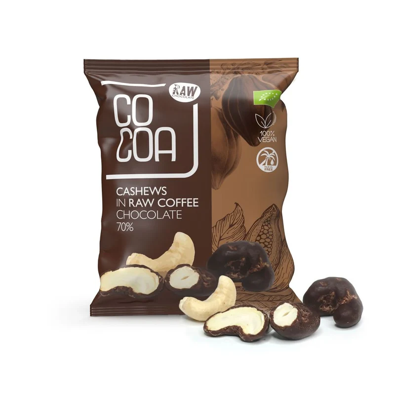 Cocoa Cashewnoten met Pure Koffie Chocolade RAW 70 gram