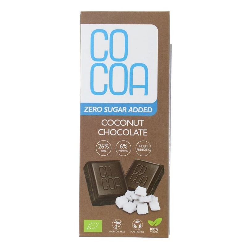 Cocoa Biologische Chocolade Kokos Reep Zero Sugar 40 gram