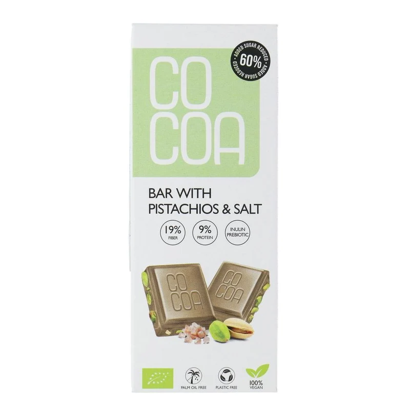 Cocoa Biologische Chocolade Reep Met Pistache & Zout 40 gram