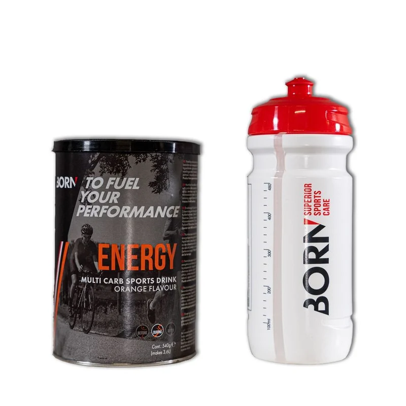 Born Drink Energy Multi Carb Orange + White Bio Bottle 540 gram