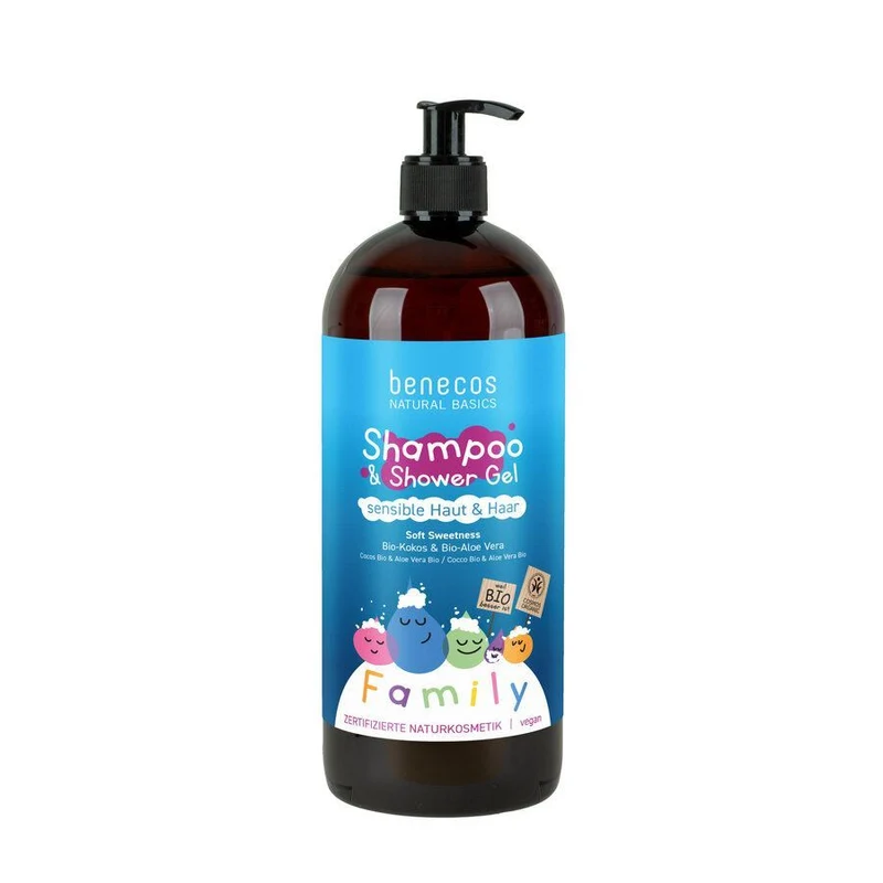 Benecos Natural Basics Family Size Shampoo & Douchegel Soft Sweetness 2in1 Sensitive 950 ml