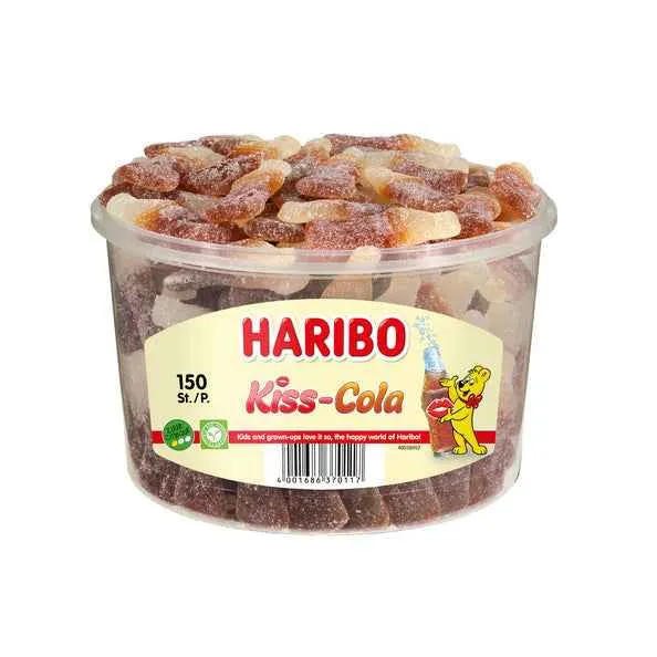 Haribo Kiss Cola Silo (150 Stuks)
