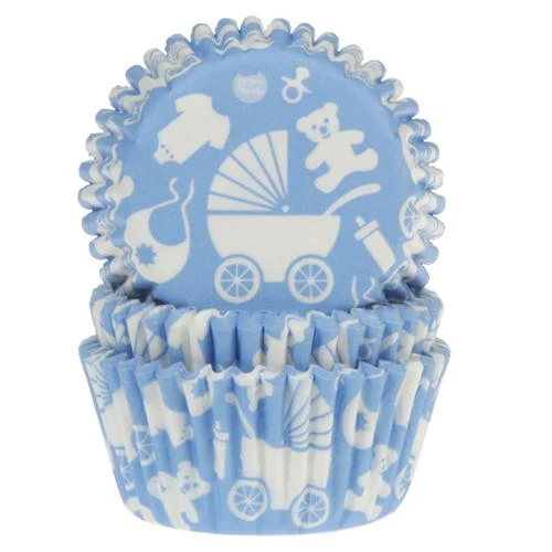 House of Marie Baking Cups Baby Blauw 50 stuks.