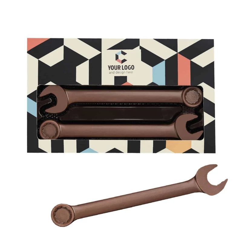 Chocolade steeksleutels in eigen verpakking