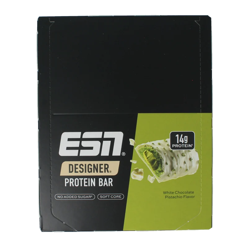ESN White chocolate pistache bar 45g 12 stuks