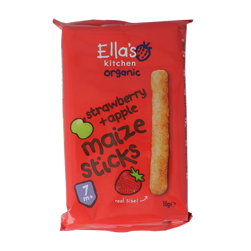 Ella's Kitchen Maize sticks aardbei/appel 7+ maanden bio 16 gram