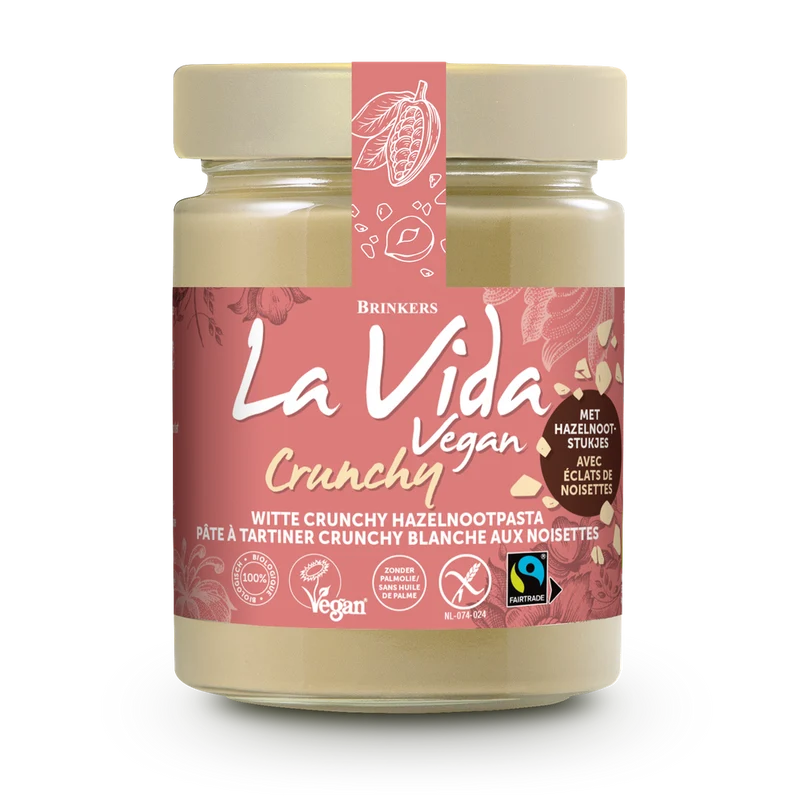 La Vida Vegan Witte Crunchy Hazelnoot Biologisch 270 gram