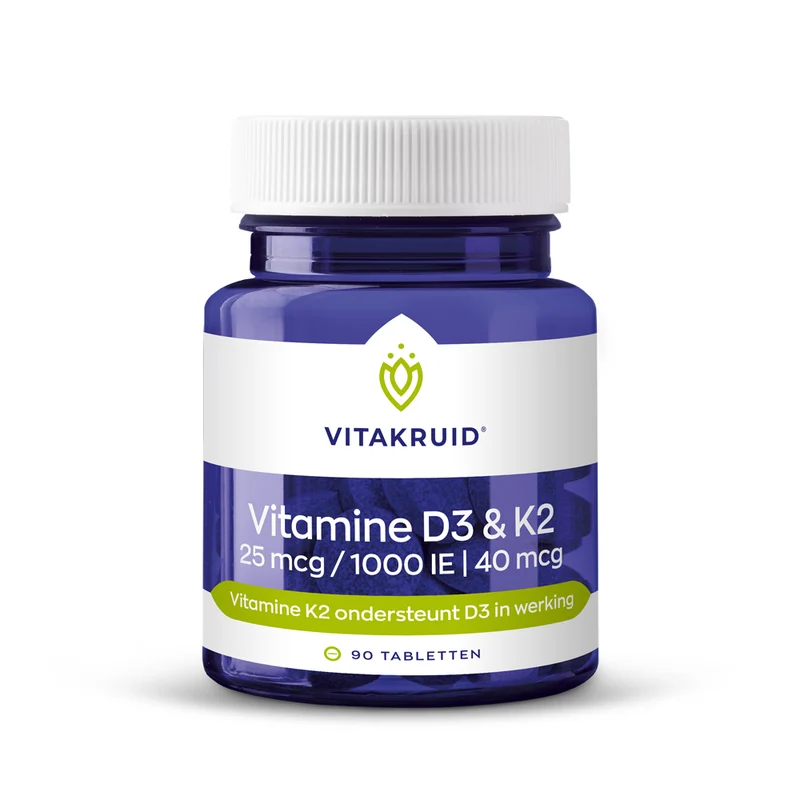 Vitakruid Vitamine D3 25mcg & K2 40mcg (menaq7) 90 tabletten
