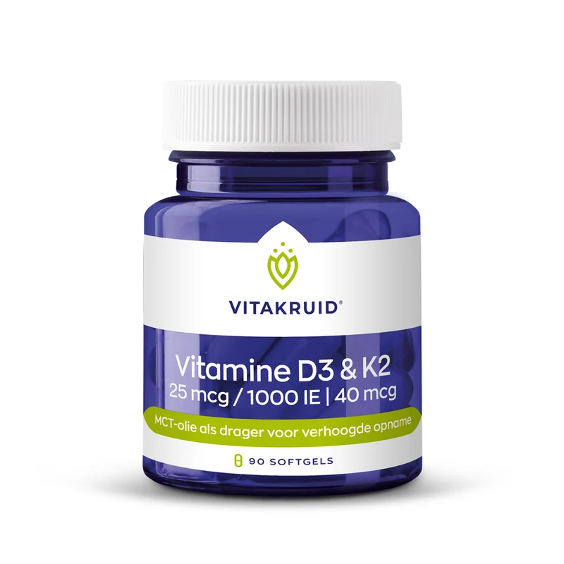 Vitakruid Vitamine D3 & K2 in MCT-olie voor verhoogde opname 90 softgels