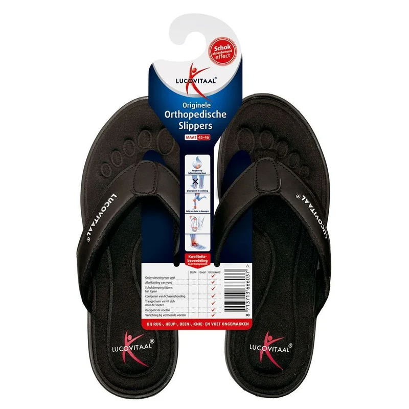 Lucovitaal Orthopedische slipper 45-46 zwart 1 paar