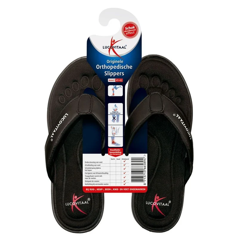 Lucovitaal Orthopedische slipper 41-42 zwart 1 paar