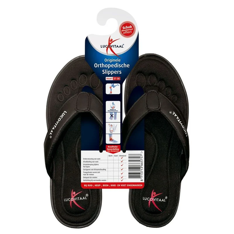 Lucovitaal Orthopedische slipper 37-38 zwart 1 paar