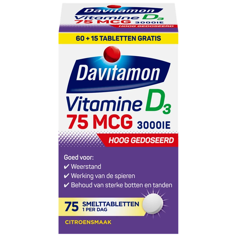 Davitamon Vitamine D 75mcg 75 smelttabletten
