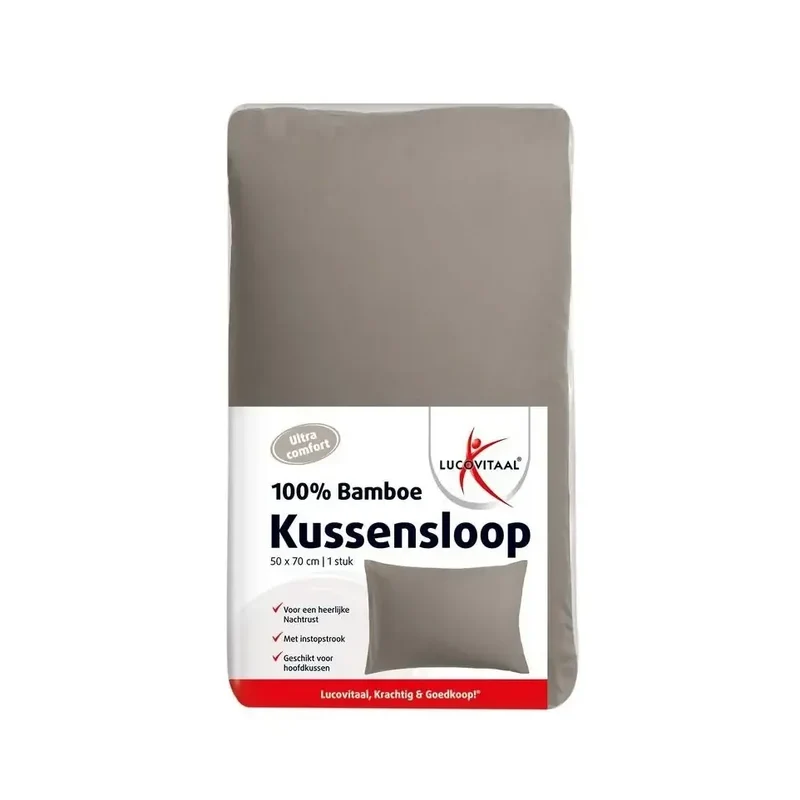 Lucovitaal Kussensloop bamboo taupe 50x70