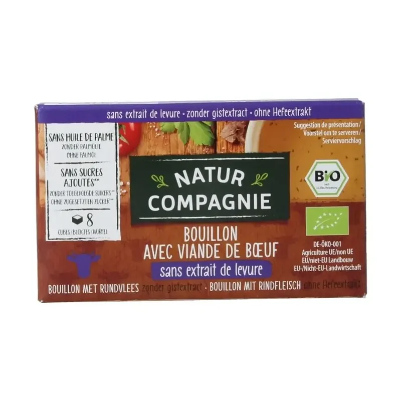 Natur Compagnie Runderbouillon gist- en suikervrij biologisch 8 stuks
