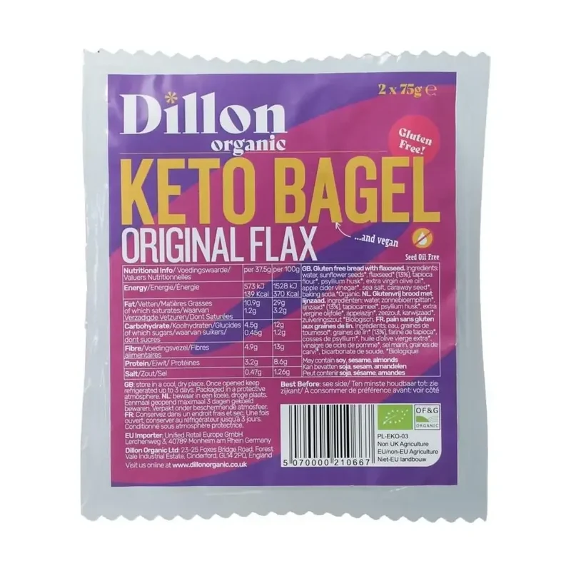 Dillon Organic Bagel lijnzaad glutenvrij biologisch demeter 150 gram