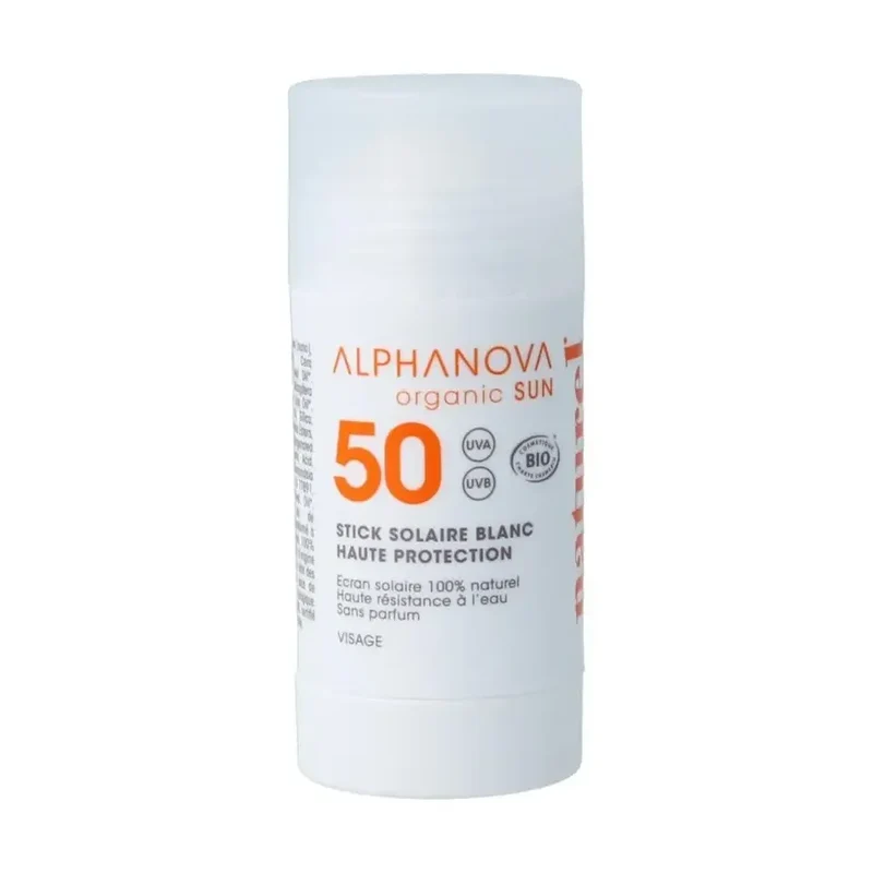 Alphanova Sun stick SPF50 blanc biologisch 17 ml