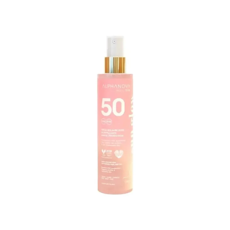 Alphanova Glitter pink sun oil biologisch SPF50 125 ml