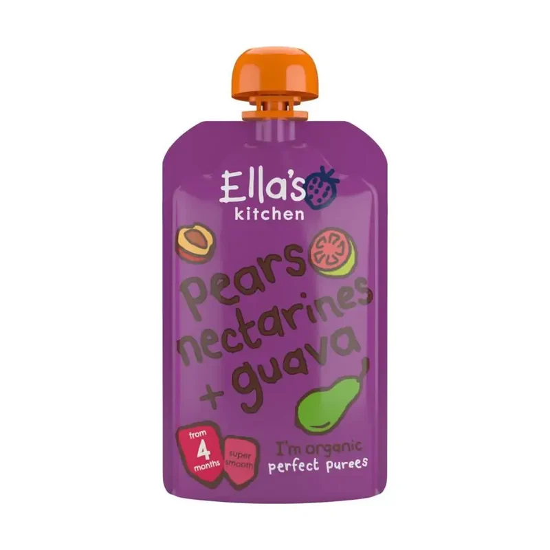 Ella's Kitchen Pears nectarines & guava 4+ knijpzakje bio 120 gram