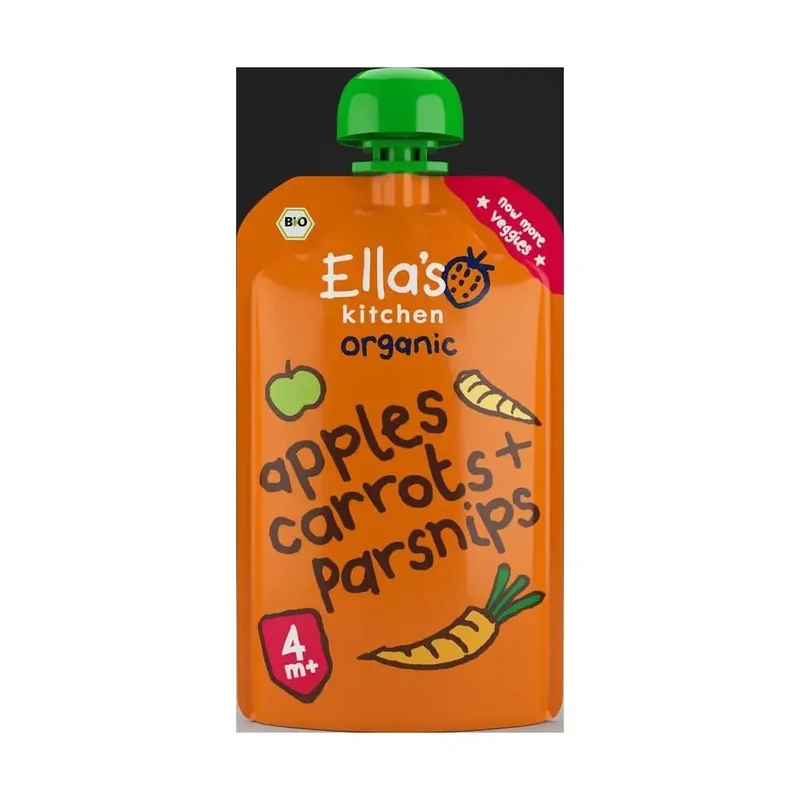 Ella's Kitchen Apples carrots & parsnips 4+ mnd knijpz bio 120 gram