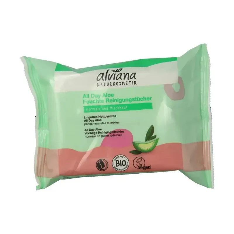 Alviana reinigingsdoekjes aloe vera vochtig 25 stuks